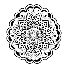 Monochrome Flower Mandala Decorative Element Art