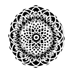 Intricate Black and White Ornamental Mandala Art