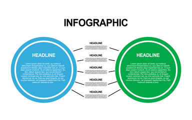 Infographic with two circles and connecting lines.