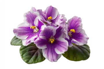 Obraz premium Close-up of Blooming African Violet Flowers with Purple and White Petals