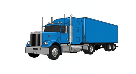 Blue semi truck commercial vehicle transportation