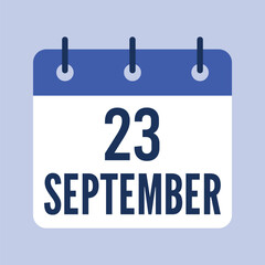23 September Calendar, Isolated Vector Calendar.