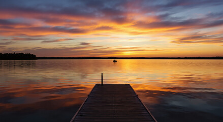 Obraz premium sunset on the lake