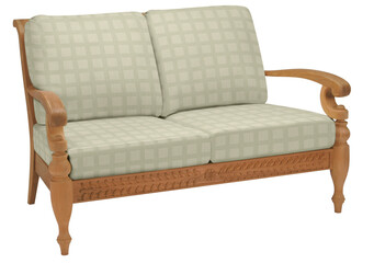 A classic, comfortable leather sofa and armchair, vintage furniture pieces, are isolated on a white background, perfect for interior design and home decor