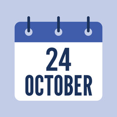 24 October Calendar, Isolated Vector Calendar.