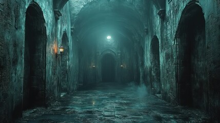 Naklejka premium Mysterious dark alley night
