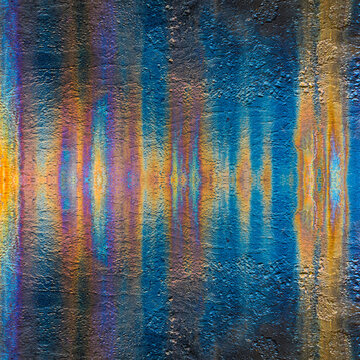 USA, Oregon, Fort Stevens State Park. Rust and streak patterns on WWI bunker paint.