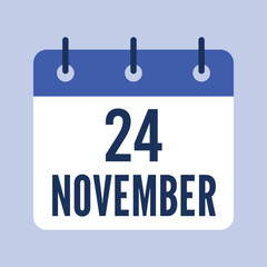 24 November Calendar, Isolated Vector Calendar.