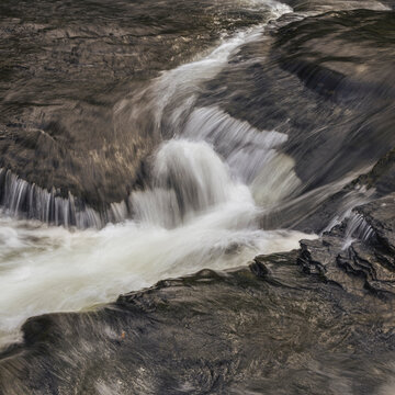 USA, Pennsylvania, Delaware Water Gap. Stream rapids and waterfall close-up.