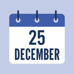 25 December Calendar, Isolated Vector Calendar.