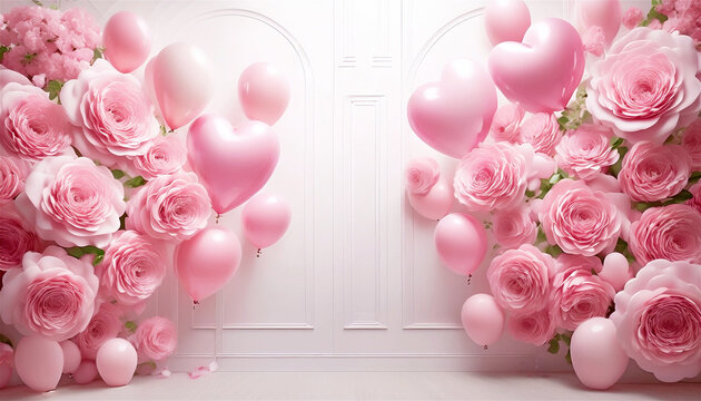 ピンクのばらのバルーンデコレーション - Powered by Adobe