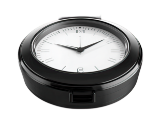 Detailed Travel Alarm Clock with Analog Face in Compressed Scale