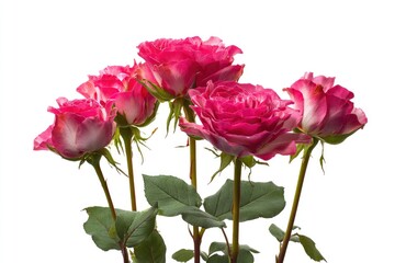 Obraz premium Pink Rose Bouquet with White Edges Isolated for Romantic Decoration