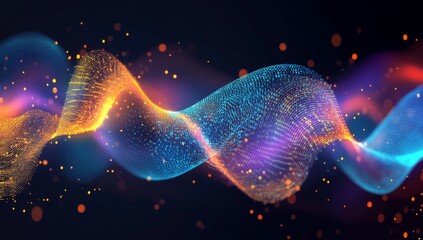 Abstract colorful wave of particles.