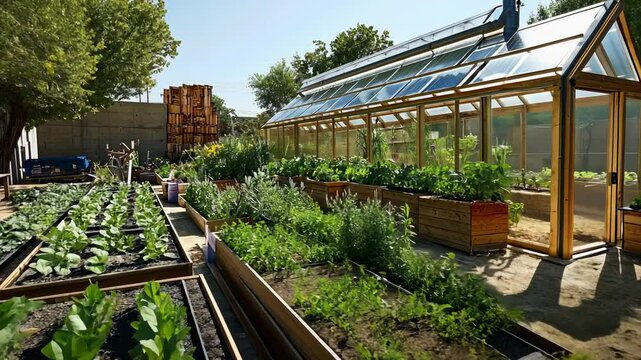 Sustainable urban farm with solar greenhouse