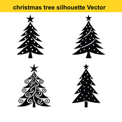 A vector set features green pine and fir Christmas trees, perfect for winter holiday season decoration.