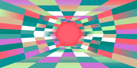 Geometric Tunnel Perspective Checker Art 03