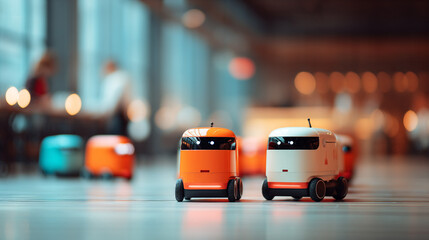 Obraz premium Autonomous delivery robots modern technology ai future robots innovation automation logistics efficiency