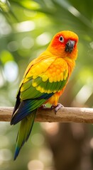 Sun parrot sitting on a branch
