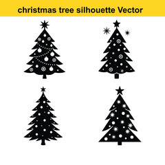 A vector set features green pine and fir Christmas trees, perfect for winter holiday season decoration.