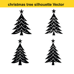 A vector set features green pine and fir Christmas trees, perfect for winter holiday season decoration.
