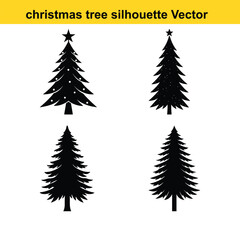 Fototapeta premium A vector set features green pine and fir Christmas trees, perfect for winter holiday season decoration.