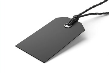 Elegant Black Tag: Simple Design, Minimalist Rope, Blank Surface