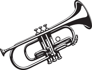 Trumpet Black and White Vector Outline Illustration © shinheo