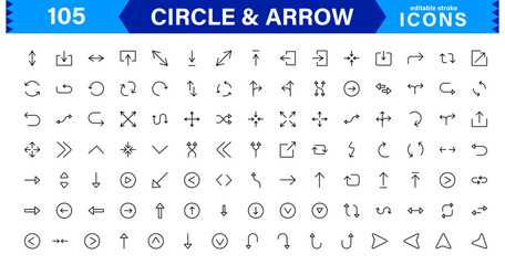 Modern Circle and Arrow Icons for Dynamic Designs. Featuring Directional Arrows and Circular Elements to Enhance Your Projects with Flow and Movement.