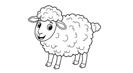 Obraz premium sheep coloring page, sheep cartoon animal coloring page for kids