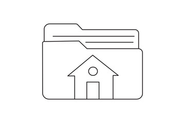 Minimalist simple home folder icon in black and white line style