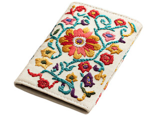 Embroidered Fabric Passport Cover with Colorful Floral Design