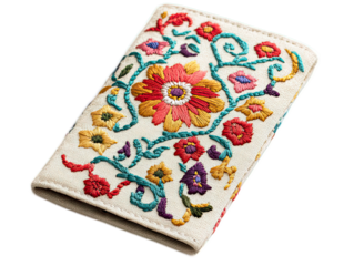 Embroidered Fabric Passport Cover with Colorful Floral Design