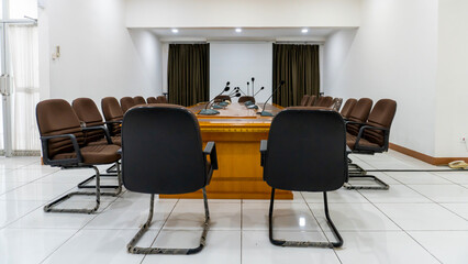 Empty Conference Room with Table and Chairs for Corporate Meeting