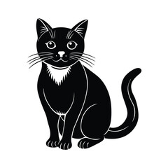 Elegant Cat Shape in Black Silhouette Vector Format