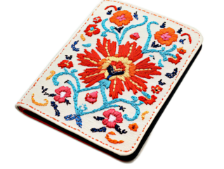 Elegant Embroidered Fabric Passport Cover with Floral Design