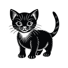 Silhouette of a Sitting Cat Vector Graphic