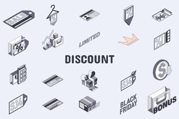 Discount Lineal Color Vector Illustration Icon Sticker Set Design Materials