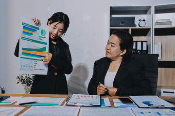 Business analyze,Close up Business people meeting to discuss the situation on the market. Business Financial Concept