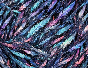 Abstract Bird Feathers With Holographic