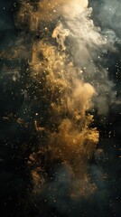 Abstract smoke clouds, golden and gray, dramatic cosmic backdrop
