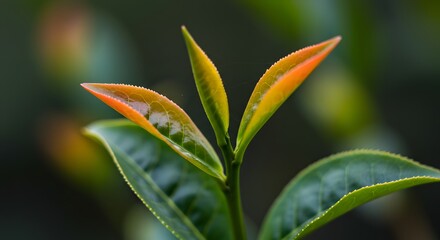 Fototapeta premium Fresh Tea Shoots with Closeup.
