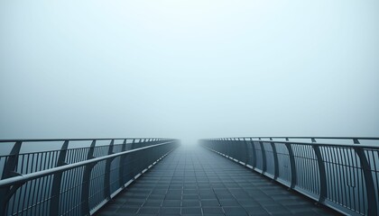 A bridge disappearing into the dense fog landscape view