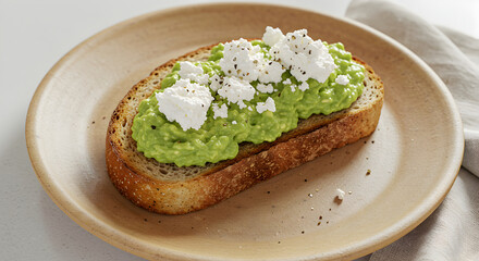 Avocado Toast With Feta Cheese A Refreshing And Nutritious Breakfast Option