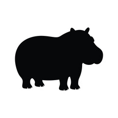 vector silhouette illustration of a hippopotamus