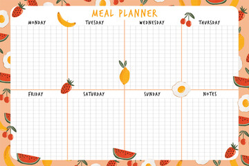My Cute Fruits Weekly Meal Planner 