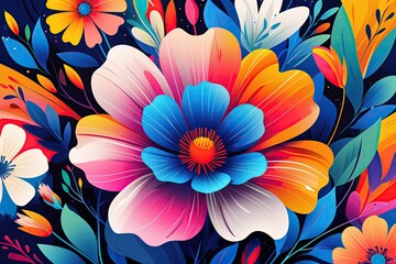 Bright Colorful Abstract Floral Art with Creative Design and Vibrant Imagery