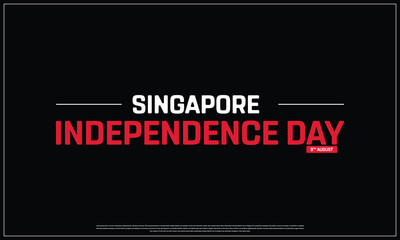 Singapore Independence Day on a black background, Vector design of Independence Day of Singapore, Typographic Design of Singapore National Day, Flag typography of Singapore