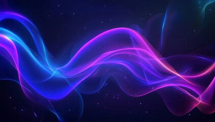 Fototapeta premium Abstract glowing neon waves and particles.