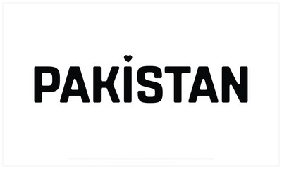 I love Pakistan, I love Pakistan typographic design with flag typography and heart on white background, Vector design of I love Pakistan, Pakistan National Day Design